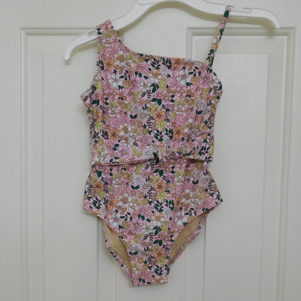 Shade Critters 1pc Pink Floral Bow Front Swimsuit sz 3t 5t 6 7
